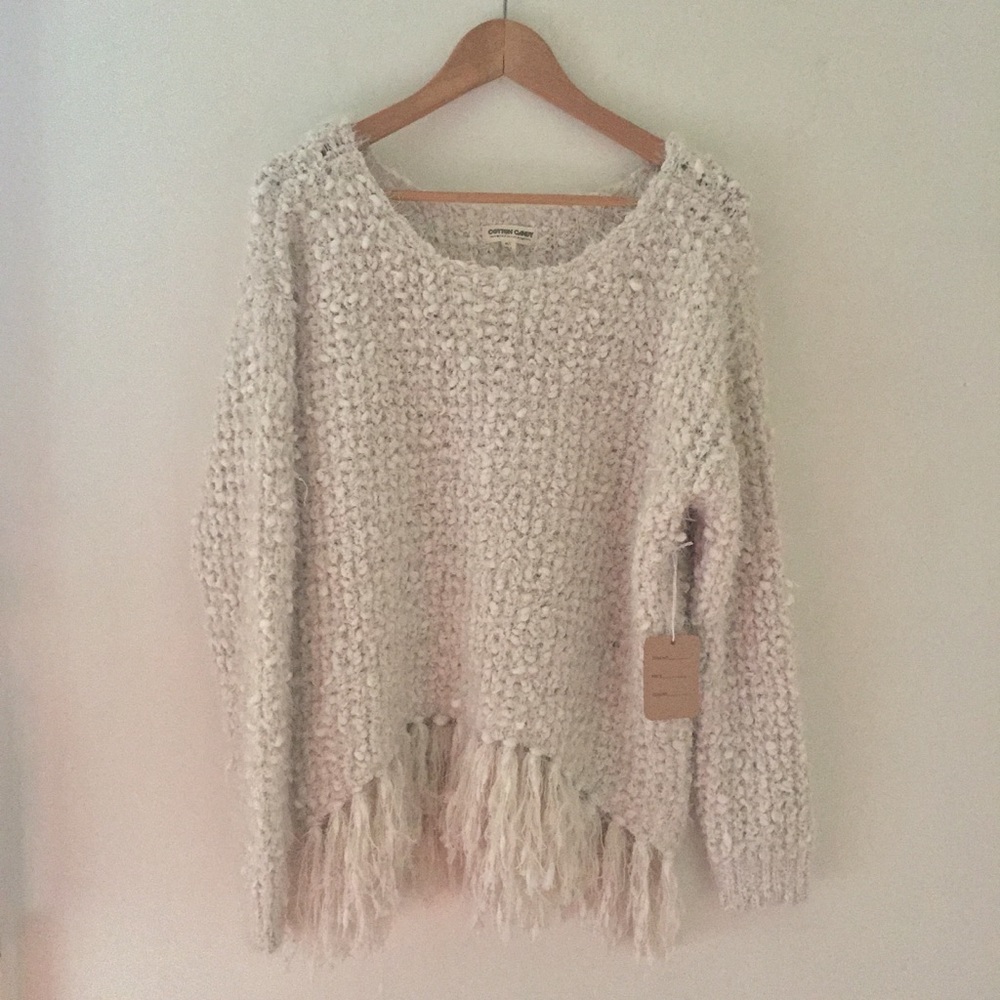 New | Oversized Fringe Knit Sweater